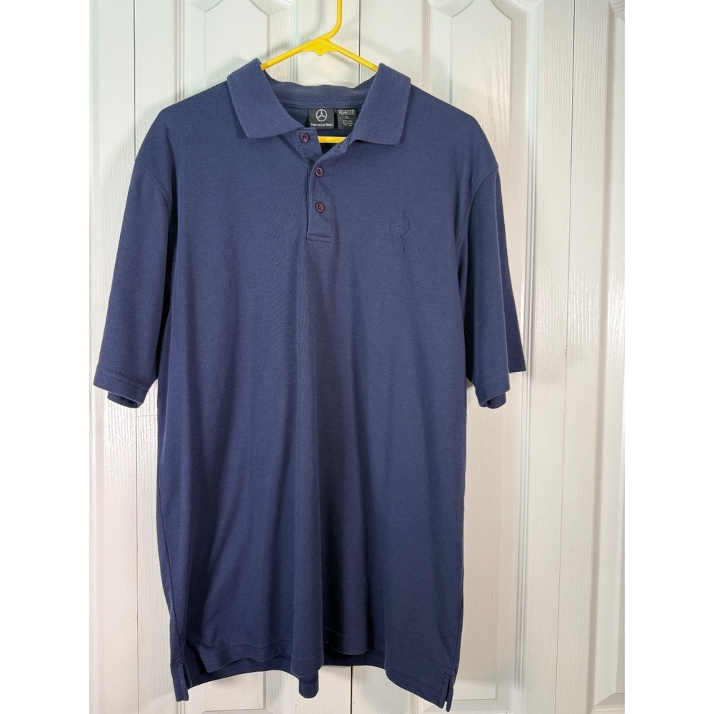 Mercedes-Benz Pima Cotton Blend Polo Shirt XL RN#‎ 98881 Navy Blue Classi